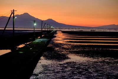 Scenic view of sea at sunset