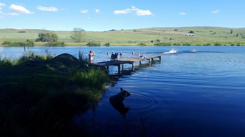 Scenic view of lake against sky