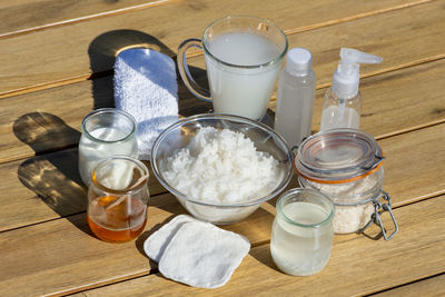 High angle view of food on table