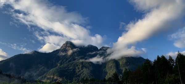 Low angle view of mountains against sky