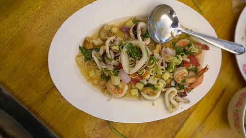 High angle view of meal served in plate