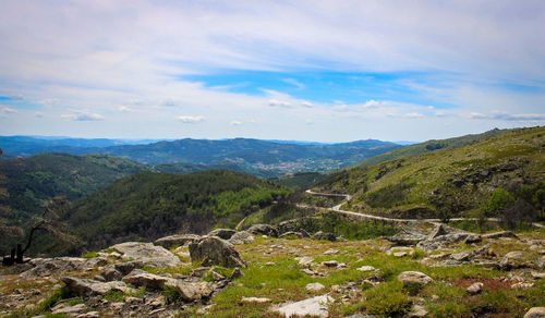 Scenic view of mountains against sky