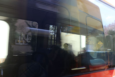 Train on glass window