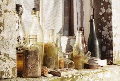 Close-up of bottles on table