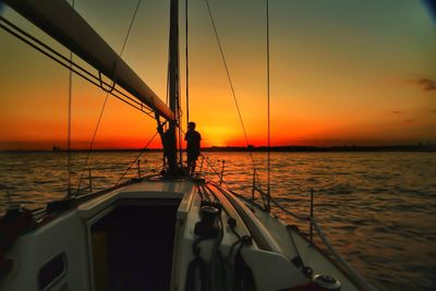 Scenic view of sea at sunset