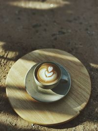 High angle view of coffee on table