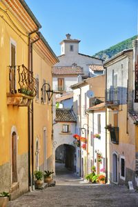 A narrow street of cansano, a mountain village in abruzzo, italy.