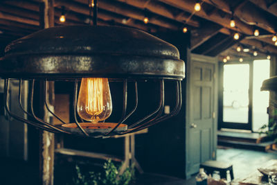 Close-up of illuminated light bulb