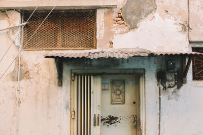 Closed door of old building