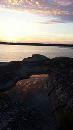 Scenic view of sea at sunset