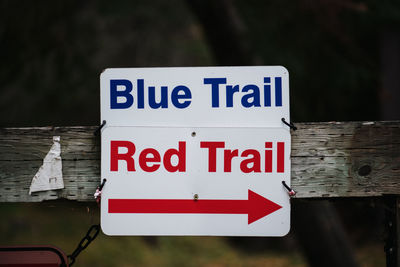 Close-up of information sign