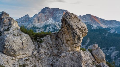 Scenic view of rocky mountains against sky