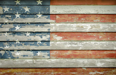 Full frame shot of wooden american flag wall