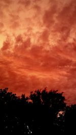 Low angle view of silhouette trees against sunset sky