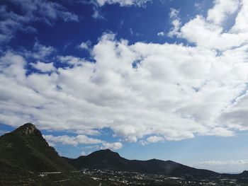 Low angle view of mountains against sky