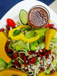 Close-up of chopped vegetables in bowl