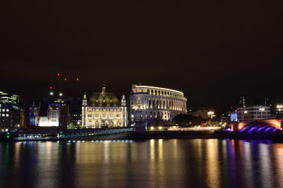 City lit up at night