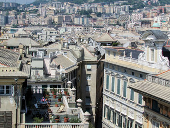 High angle view of buildings in city