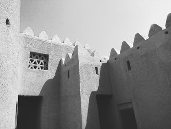 Low angle view of building against clear sky