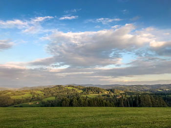 Scenic view of field against sky
