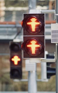 Close-up of illuminated road sign