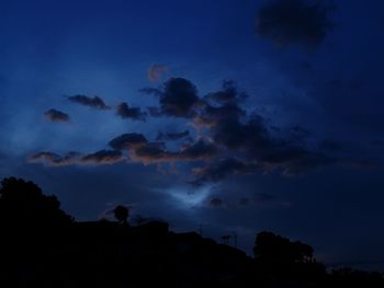 Low angle view of silhouette trees against sky at sunset