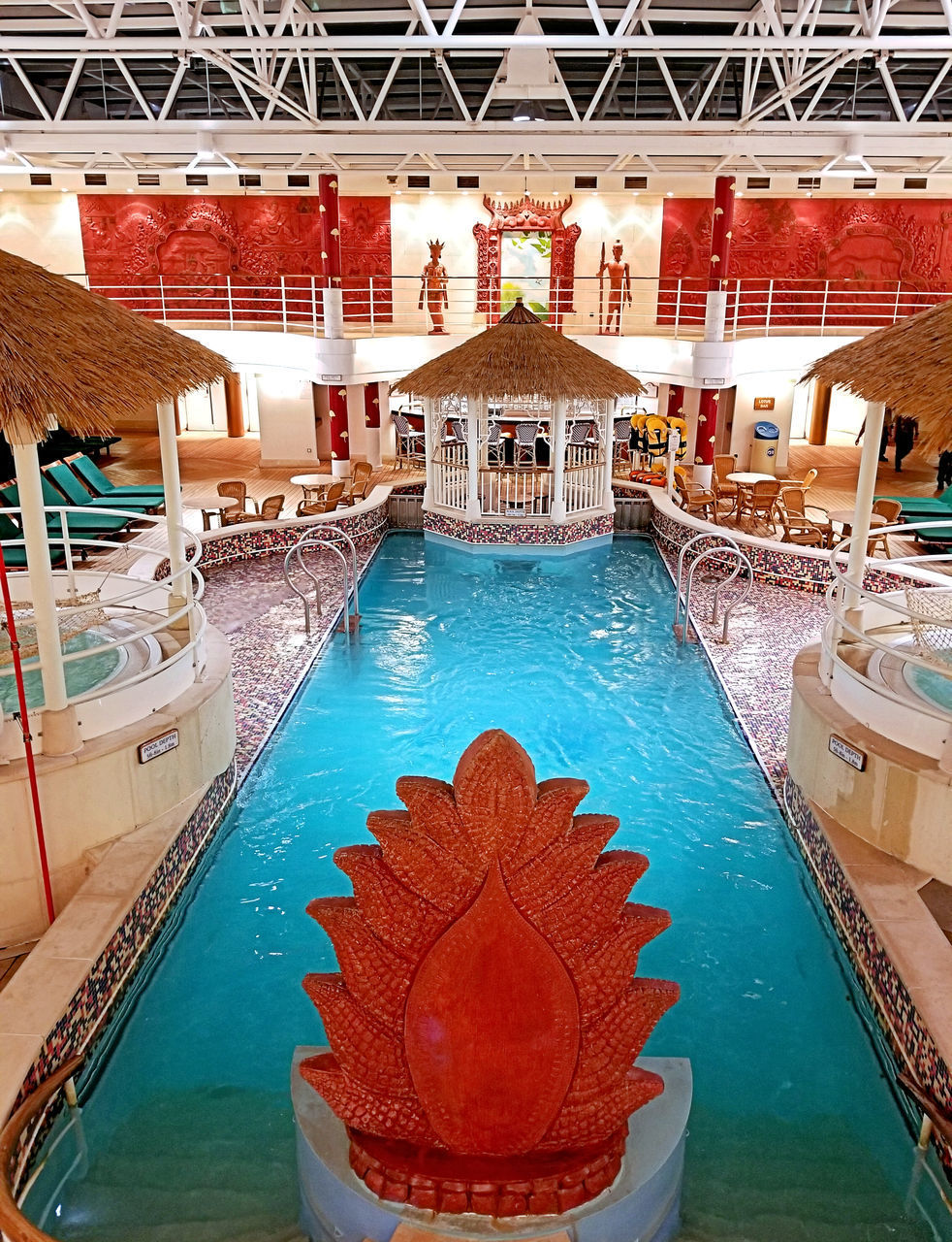 HIGH ANGLE VIEW OF SWIMMING POOL IN A BUILDING