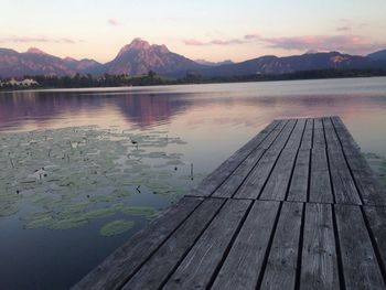 Wooden jetty on lake