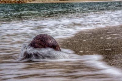 Waves splashing on shore