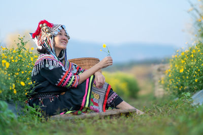 Woman holding umbrella