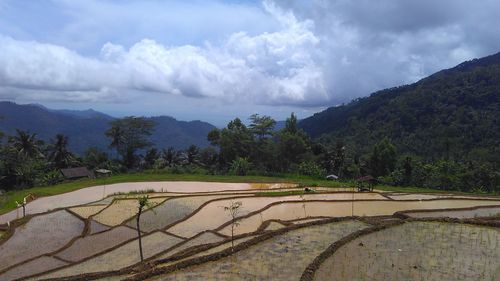 Scenic view of mountains against sky