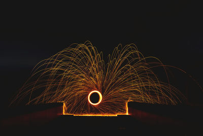 Firework display at night