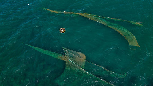 High angle view of boat in sea