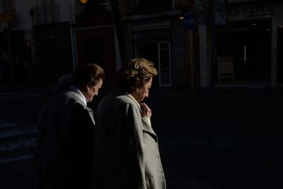 People standing in front of building