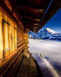 View of snow covered mountain against sky