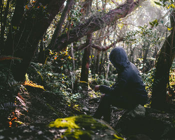 Man in forest