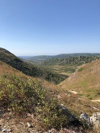 Scenic view of landscape against clear sky