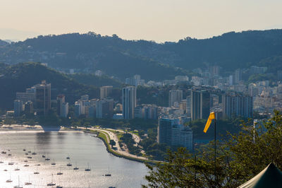 High angle view of cityscape against sky