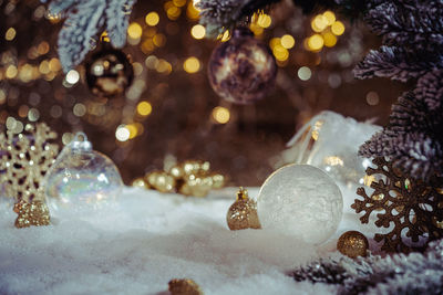 Close-up of christmas decorations