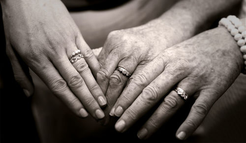 Cropped hands of woman wearing rings