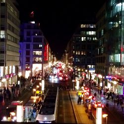 Traffic on city street at night