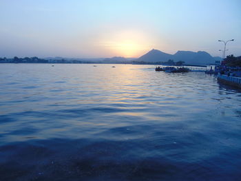 Scenic view of mountains at sunset
