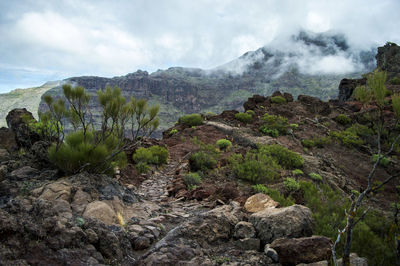 Scenic view of mountains against sky