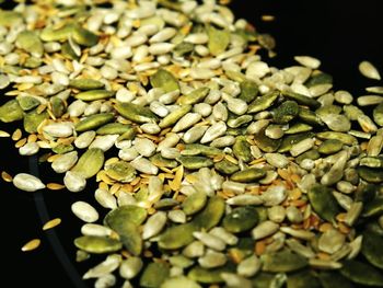 High angle close-up of seeds on table