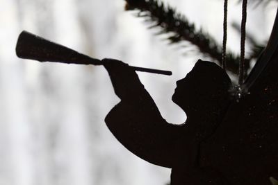 Close-up of man holding leaf