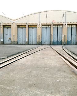 Railroad tracks against clear sky