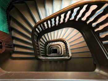 Directly below shot of spiral staircase in building