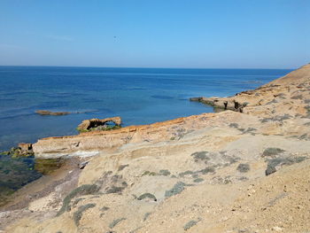 Scenic view of sea against clear sky