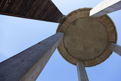 Low angle view of old building against clear blue sky