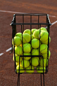 High angle view of yellow balls on floor